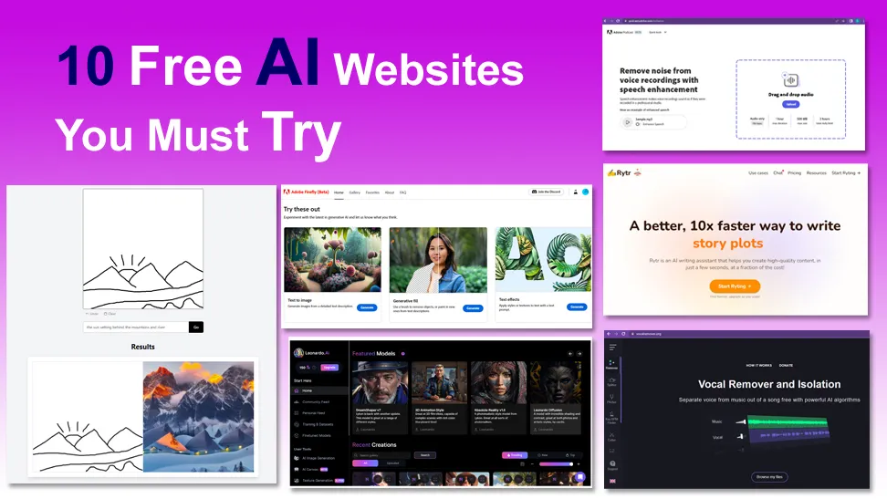 10 Free AI Websites You Must Try